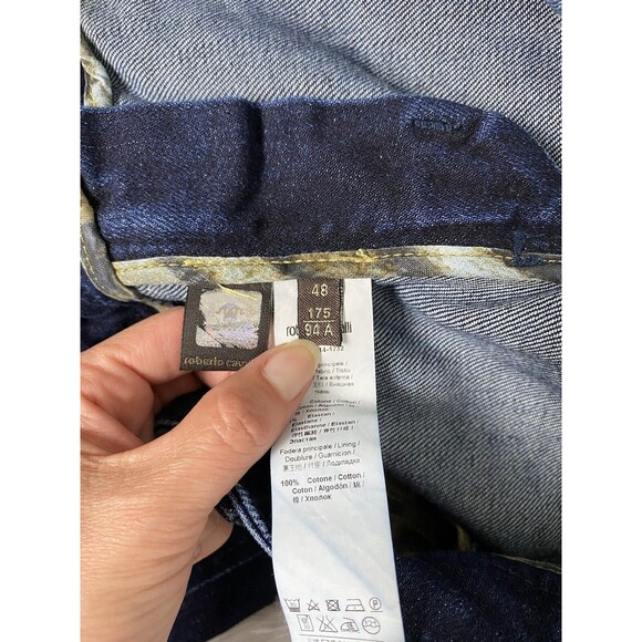 Roberto Cavalli Blue Jeans Denim Straight Leg Stretchy Womens Size 33x38 - Picture 10 of 14